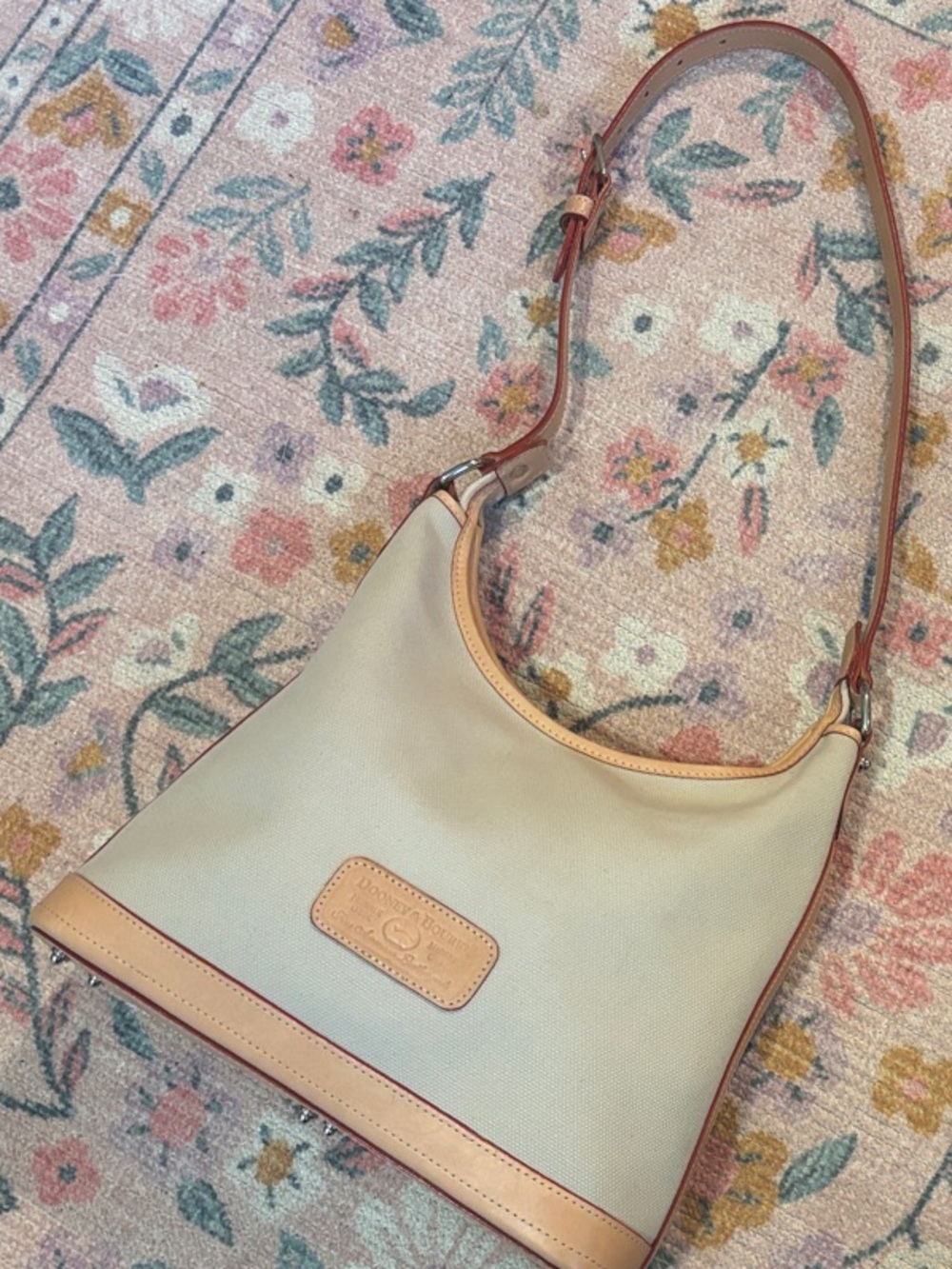 Dooney & Bourke AUTHENTIC Cream Shoulder Bag with Tan Trim